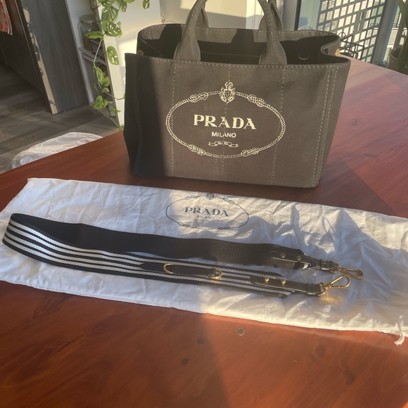 Prada Black Denim Tote w/ Detachable Strap - Picture 2 of 10